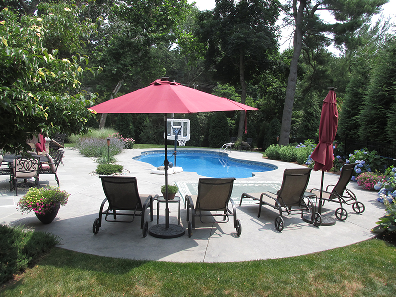 Swimming pool and stamped concrete project example 59